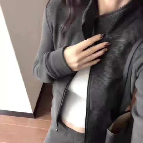 Giacca sportiva coreana casual con cappuccio per donna Autunno Slim mezzo collo alto Moda elegante cardigan Felpa Giacca Abbigliamento donna 5