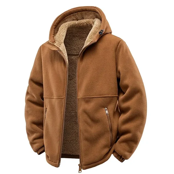 Nuova giacca in lana di agnello calda spessa tinta unita moda autunno e inverno per giacca sportiva antivento casual allentata da uomo taglie forti 1