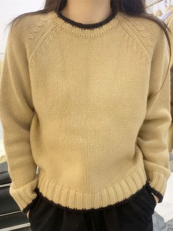 Maglione di cashmere spesso pullover da donna cappotto con fondo in maglia allentata autunno e inverno maglione corto abbinato a colori marea 2