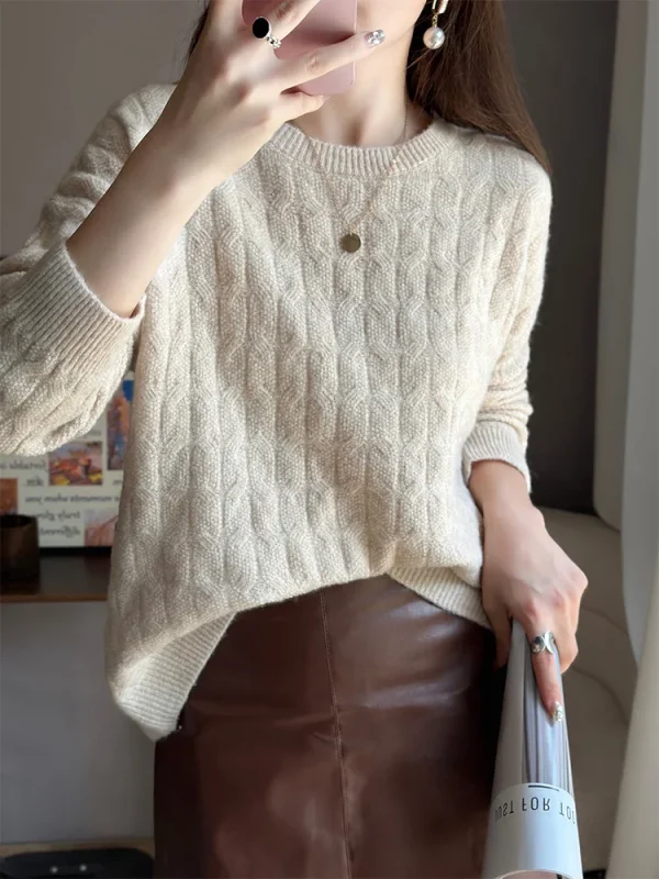 Moda 100% lana australiana Maglione Cashmere Pullover Donna Maglieria O-Collo Manica lunga Autunno Inverno Nuovo Abbigliamento Basic Top 2