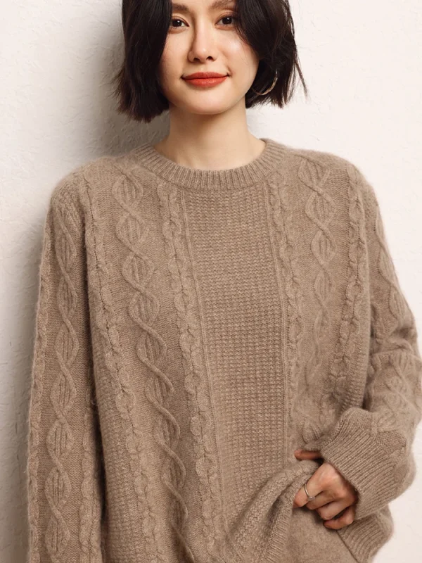 M.Chic Autunno Inverno Basic Casual 100% Cashmere Twisted Maglia Maglione Grace Donna O-Collo Pullover Spessore Caldo Morbido Moda Magliette e camicette 4