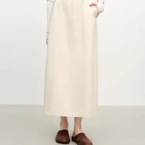 Gonna dritta in cotone extra lungo FSLE per le donne pendolari 2025 Nuovo stile autunno e inverno con cintura 1