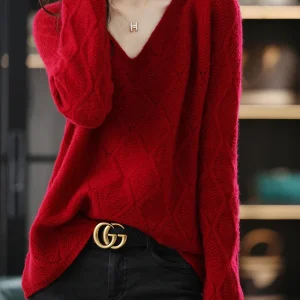 Maglione da donna in lana merino 100% moda basic con scollo a V pullover in cashmere abbigliamento donna semplice comfort morbido caldo top casual solido 1