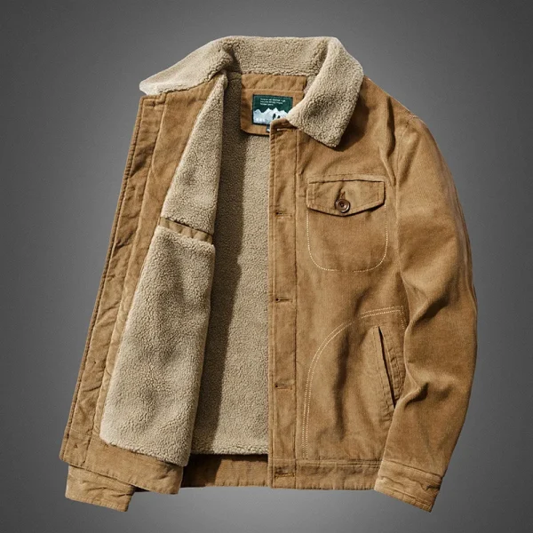 Utensili Casual da uomo invernali Plus Parka in velluto Parka in velluto a coste Moda coreana Giacca da uomo con collo in pelliccia tinta unita di alta qualità 4