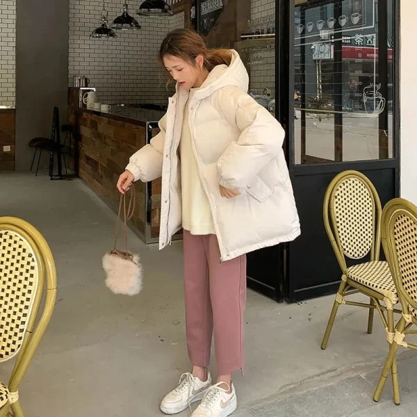 2023 nuove donne giacca corta parka invernali giacche imbottite in cotone con cappuccio spesse cappotti donna piumino allentato parka Oversize Outwear 5