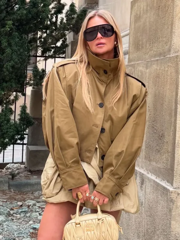 HH Giacca autunnale da donna Moda Solid monopetto Manica lunga Colletto rovesciato Giacche Casual Office Lady Chic Cappotti 5
