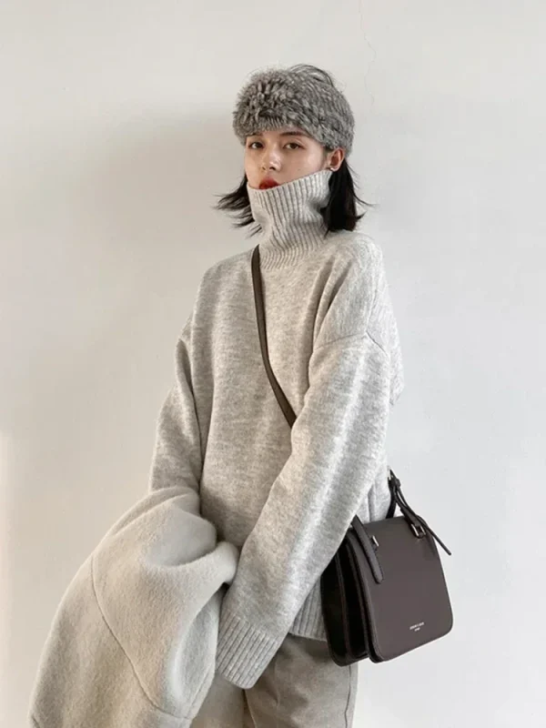 CHIC VEN maglione da donna autunno inverno nuovo dolcevita pullover in maglia abiti larghi per le donne caldo solido top femminili di base 2023 2
