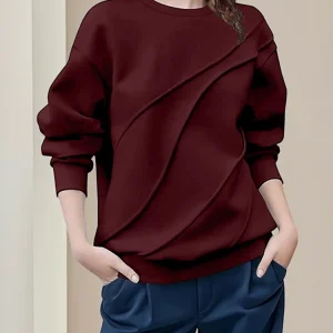 ZANZEA 2025 Felpe da donna Solido Manica lunga Casual Felpe allentate Moda O-Collo Autunno Pullover Capispalla a pieghe 1
