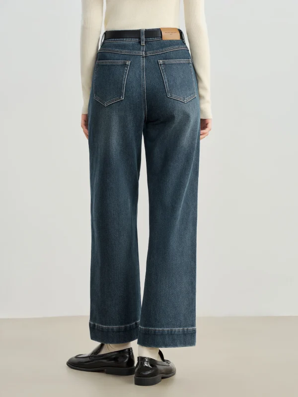 ZIQIAO 2025 Jeans in denim foderati in pile blu vintage di nuovo arrivo invernale per jeans da donna alla caviglia con gamba dritta dimagrante Petite 4