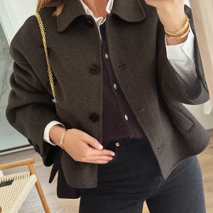 Nuovo arrivo Cappotti di lana corti solidi per donna Autunno Inverno Abbigliamento donna caldo Bottone Cappotto femminile Abiti Novità in capispalla 1