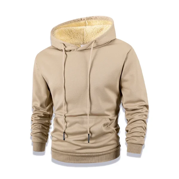 Uomo Nuovo Inverno Caldo Foderato In Pile Con Cappuccio Spessore Girocollo Solido Pullover di Base Felpa Termica Comf Streatwear Top Abbigliamento 4