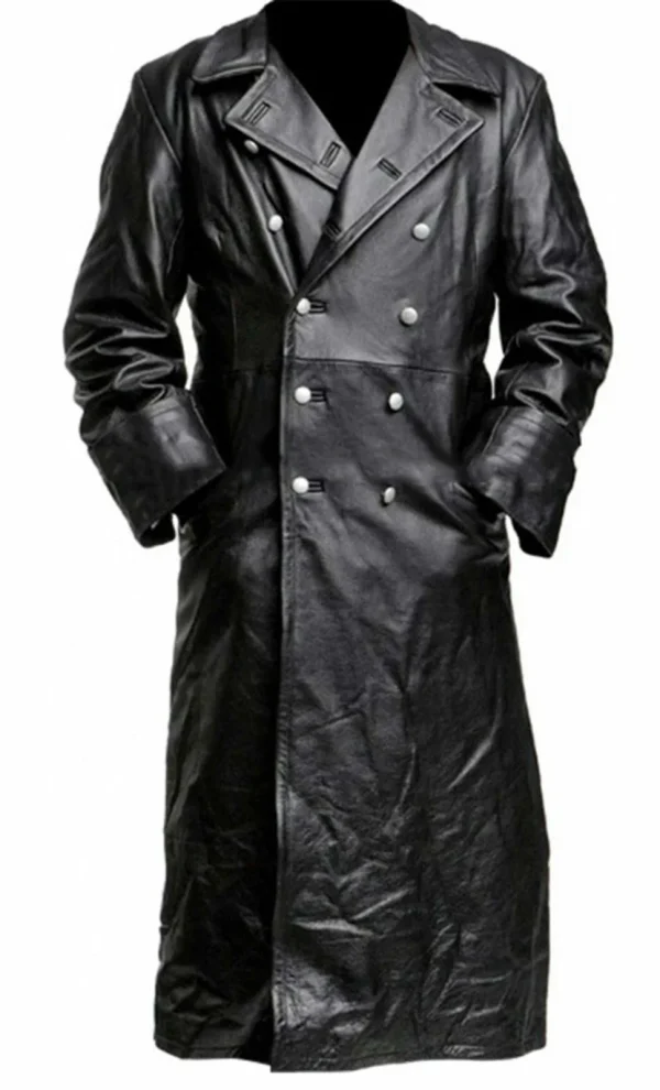UFFICIALE UNIFORME MILITARE CLASSICO Tedesco della Seconda Guerra Mondiale DA UFFICIALE TRASCH IN PELLE NERO 2