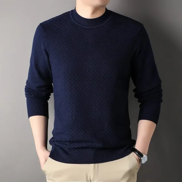 T-shirt a maniche lunghe primavera autunno tinta unita mezzo dolcevita maglione pullover per uomo maglione base abbigliamento da uomo 6