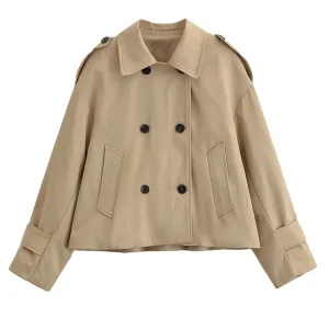 Giacca da donna 2025 Donna Manica lunga doppiopetto Giacche Laple High Street Cappotti corti Lady Autunno Nuovi capispalla 1