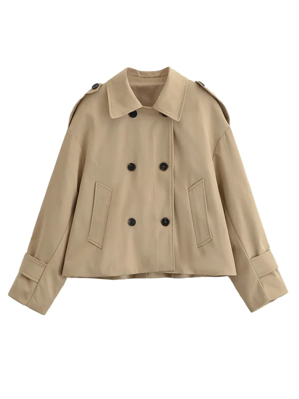 Giacca da donna 2025 Donna Manica lunga doppiopetto Giacche Laple High Street Cappotti corti Lady Autunno Nuovi capispalla 1