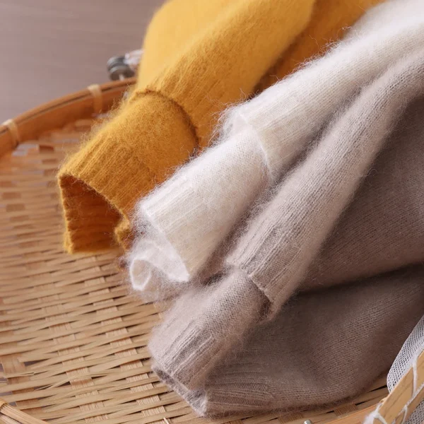 Autunno Inverno Abbigliamento di prima linea Maglione di cashmere visone Pullover girocollo da donna allentato con maglione lavorato a maglia di lana tinta unita 4
