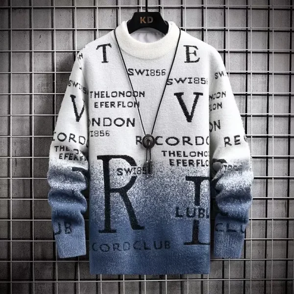 2024 maglione da uomo coreano autunno inverno moda uomo abbigliamento elementi inglesi maglione uomo casual pullover o-collo maglioni uomo 3