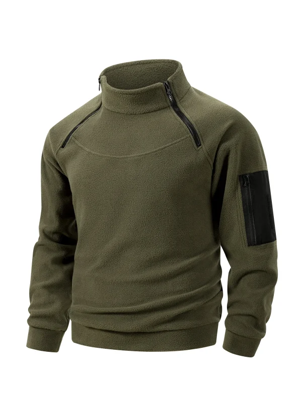 Felpa militare da uomo invernale in pile con cerniera pullover moda uomo tinta unita allentato agnello giacca spessa abbigliamento uomo S-XXXL 2