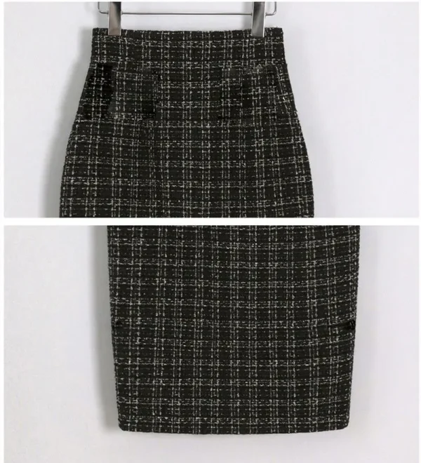 Mezza gonna scozzese di lana Piccolo stile profumato Nuova collezione autunno e inverno Gonna snellente e avvolgente stile medio-lungo 6