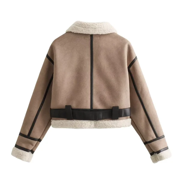 2024 Autunno/Inverno Nuovo Prodotto Casual Abbigliamento da Donna Colletto Flip Pelliccia Integrata Cappotto Corto Allentato e Versatile 3