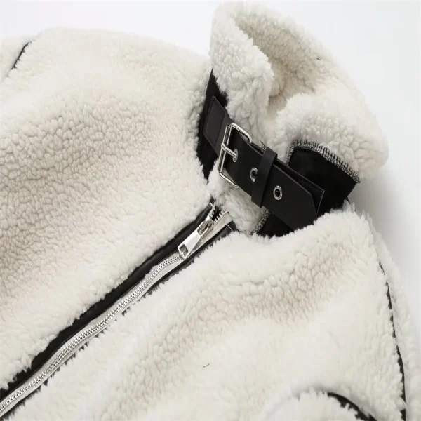PB & ZA 2023 Autunno Nuove Donne di Usura Stile Europeo e Americano Casual Pelliccia di Un Pezzo di Lana di Agnello di Colore di Contrasto Peluche Giacca Calda C 5