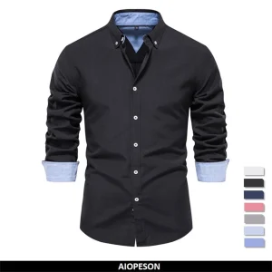 AIOPESON 2023 Camicia Oxford da uomo in cotone nuovo autunno manica lunga abbottonata camicie casual da uomo per uomo d'affari sociale 1