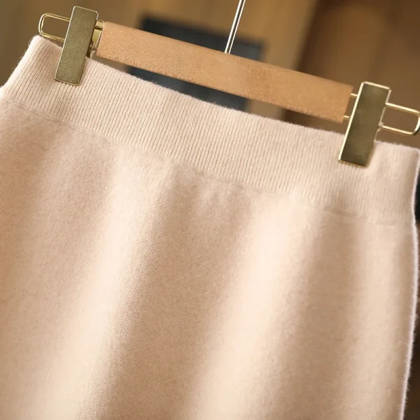 Nuove donne chic autunno inverno caldo morbido abito in cashmere di lusso 100% minigonna in lana merino stile preppy gonna lavorata a maglia in cashmere 6