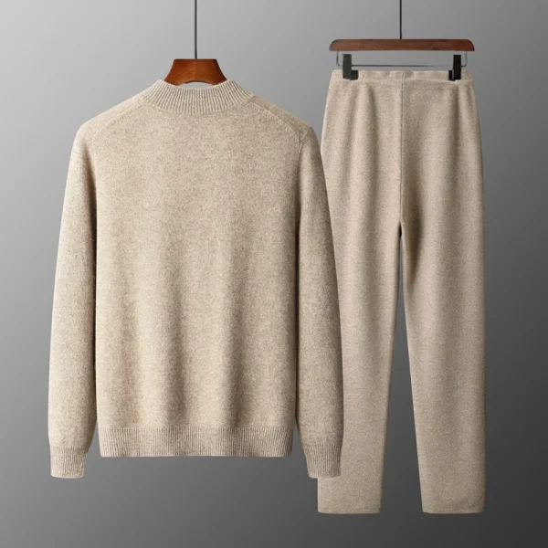MVLYFLRT Abito da uomo in maglia di lana merino Mezza altezza Cardigan con cerniera Pantaloni lunghi Tuta Abbigliamento casual alla moda 24592431 2