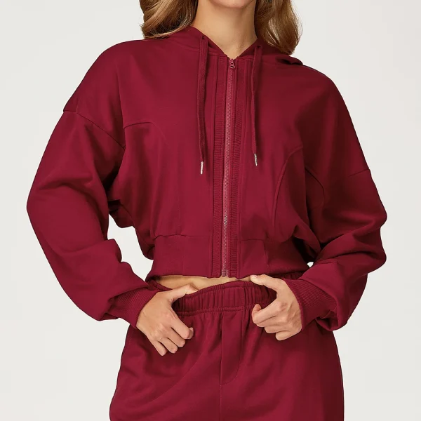 Top sportivo Donna Autunno Inverno Felpe con cappuccio con cerniera Abbigliamento sportivo allentato casual Top da yoga Abbigliamento fitness da corsa Donna 3