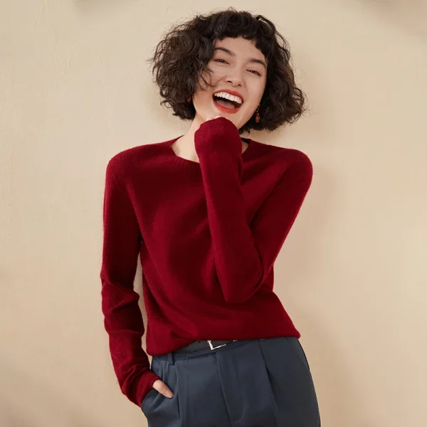 Pullover da donna autunno/inverno 100% puro maglione di cashmere maglione lavorato a maglia casual girocollo top larghi camicetta versatile di base 2