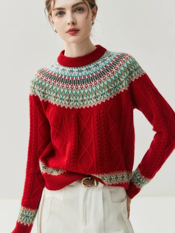 Maglione da donna Maglia vintage 100% maglione di cashmere Pullover Collo a lupetto Autunno Inverno Abiti di Capodanno Top festivo caldo di fascia alta 4
