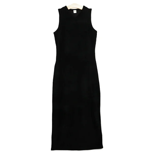 Abito lungo per donna e ragazza, bel set top in velluto a coste con cerniera e perline, abito senza maniche in velluto a coste nero per abiti invernali da donna XS-XXL 6