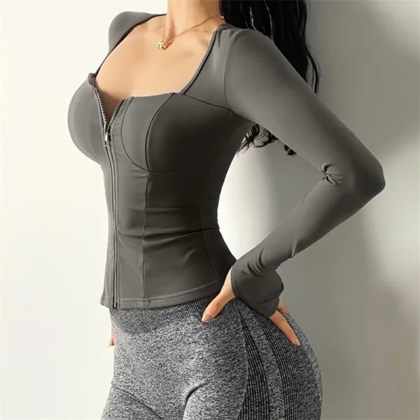Cloud Hide SEXY Giacca sportiva con cerniera per donna Camicia da yoga nera a maniche lunghe Cappotto fitness da palestra Corsa Top da allenamento autunno inverno 5