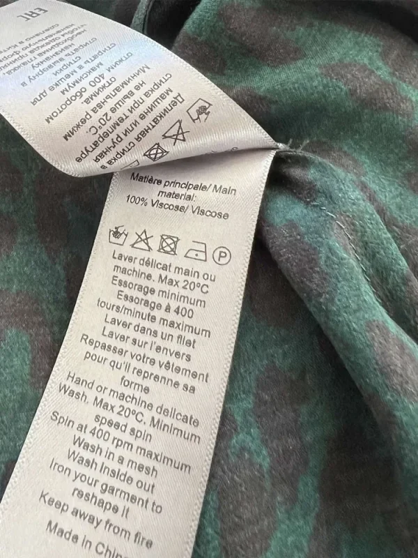 Abito lungo da donna in viscosa con stampa leopardata, elastico in vita, manica lunga, scollo a V, bottoni vintage 4
