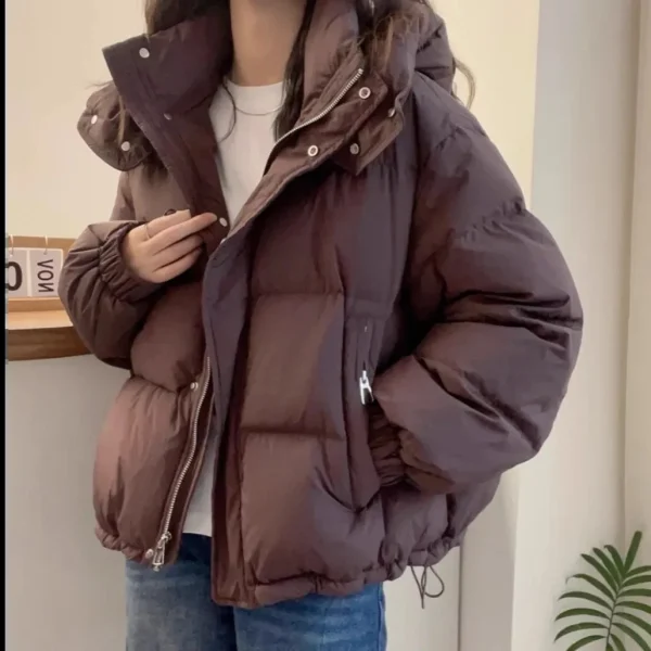 Piumino da donna Parka corto 2025 Autunno Inverno Nuova giacca coreana in cotone caldo Plus Size Capispalla Moda femminile Cappotto con cappuccio 4