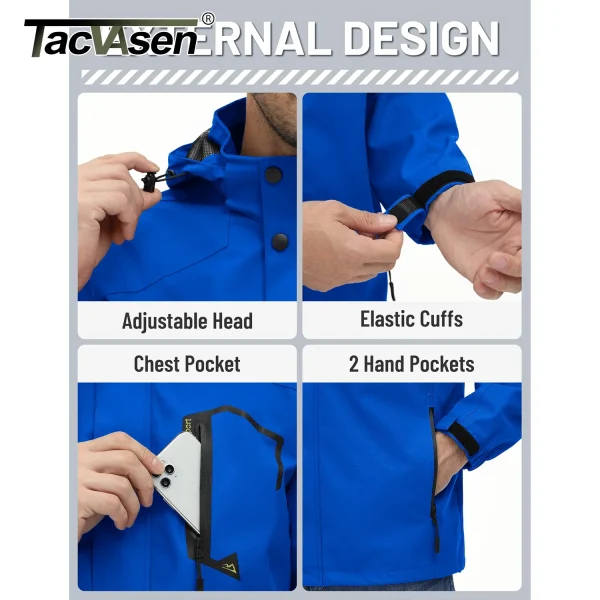 TACVASEN Giacche da trekking leggere Giacca antipioggia impermeabile da uomo Foderata in rete Trekking Pesca Giacca da escursionismo Giacca a vento da esterno 6
