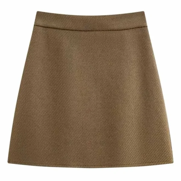 Gonne corte di lana da donna Autunno Inverno Versatile semplice gonna a trapezio dimagrante Donna elegante minigonne aderenti a vita alta 2