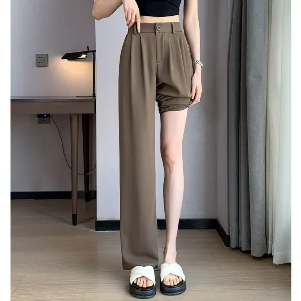 Pantaloni da abito da donna Pantaloni classici alla moda da donna Pantaloni comodi a gamba dritta da donna Mamma Pantaloni lunghi larghi casual coreani 4