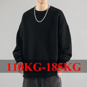 Pullover da uomo taglie forti Felpe in cotone pieno 5XL 6XL 7XL Autunno Inverno Maniche lunghe Top stampati Abbigliamento maschile 110 kg-180 kg 1