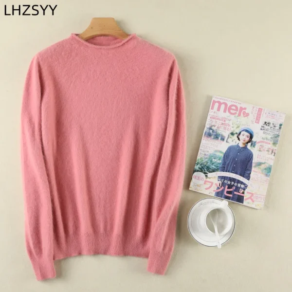 2025 Primavera Autunno Top Nuovo 100% puro visone maglione di cashmere donna maglione lavorato a maglia allentato pullover selvaggi camicia base calda giacca femminile 4