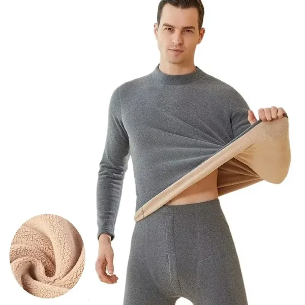 Nuovo inverno biancheria intima termica da uomo collo a lupetto primo strato 2 pezzi sotto le mutandine e le magliette tenere in caldo abbigliamento elastico L-4XL 1