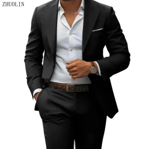 Abiti da uomo Matrimonio elegante 3 pezzi 2 Set Moda classica Giacche complete Gilet Pantaloni Blazer Outfit 2025 Costume formale 1