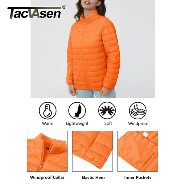TACVASEN Piumino con zip intera da donna invernale leggero trapuntato cappotti caldi giacca a vento casual capispalla oversize da esterno 5