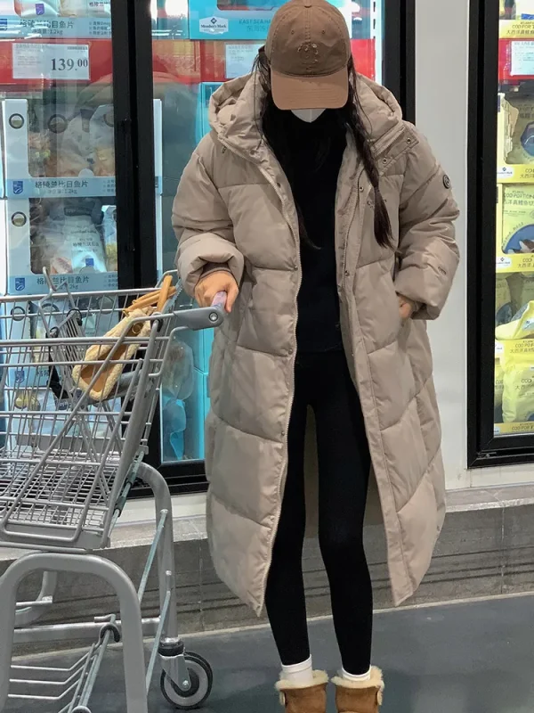 Vielleicht nuovo dritto solido lungo cappotto invernale donna parka vestiti Casual con cappuccio elegante piumino invernale capispalla femminile 5
