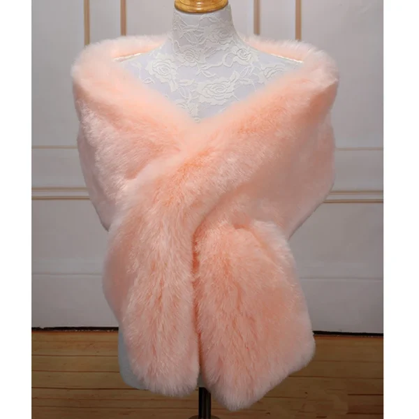 Lussuoso inverno da donna in pelliccia sintetica con collo a scialle, stola, coprispalle, caldo mantello da sposa, mantello da sera, festa di nozze, coprispalle in peluche 5