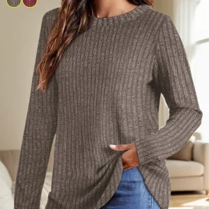2024 autunno donna girocollo a maniche lunghe pullover a righe tinta unita maglioni da donna leggeri abiti comodi da donna 1