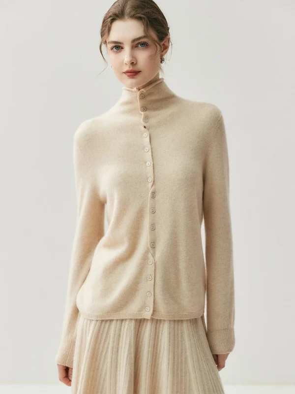 Pullover da donna Maglione basic in cashmere 100% davanti e dietro entrambi indossano collo finto lavorato a maglia Abbigliamento versatile Cardigan maglione autunno inverno 3