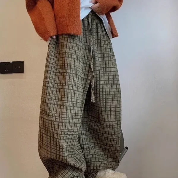 Pantaloni a gamba dritta in tela americana retrò Design scozzese fine Sensation Pantaloni casual a gamba larga per piccolo pubblico per le donne 2