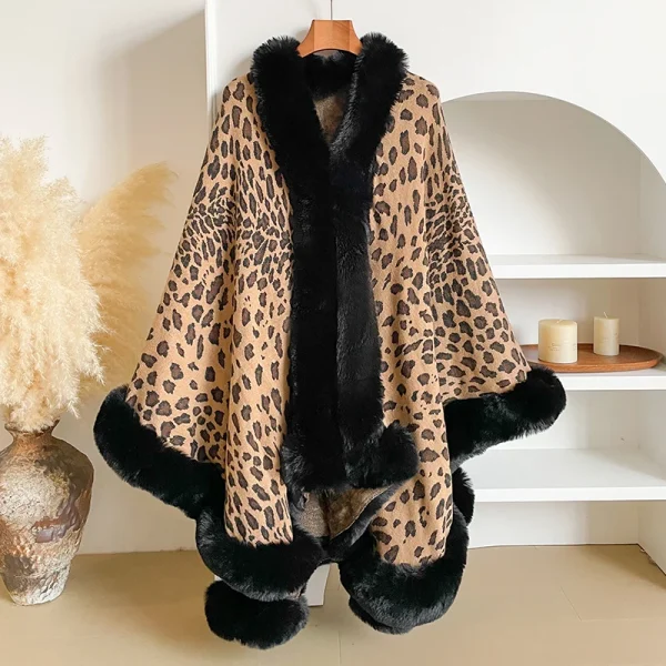 Capispalla da donna con stampa leopardata calda e spessa - Y2K Streetwear e mantello elegante, cappotto, giacca, mantello e poncho per l'autunno inverno 3