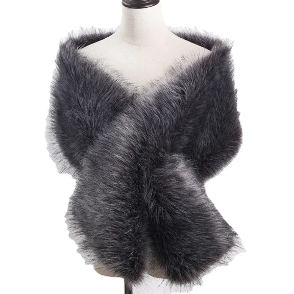 Nuove donne alla moda di lusso caldo scialle di pelliccia di volpe sintetica signore di inverno sciarpa di peluche avvolge mantello cappotto da sposa lungo mantello sciarpe Wh15 2